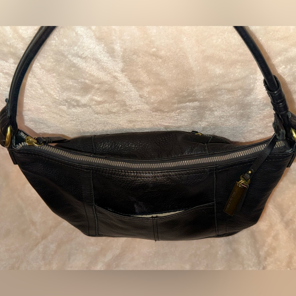 Vintage American Leather Co Black Soft Pebbled Genuine Leather Hobo Shoulder Bag - Picture 6 of 15